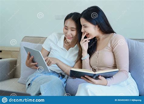 Lgbtq Lgbt Concept Homosexuality Portrait Of Two Asian Women Posing