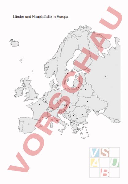 Arbeitsblatt Länder und Hauptstädte Geographie Europa