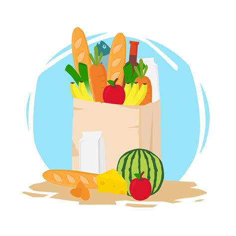 Grocery Shopping Bag Vector Illustration Vector Art At Vecteezy