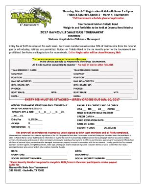 Fillable Online Haynesvillebass Printable Entry Form Haynesville