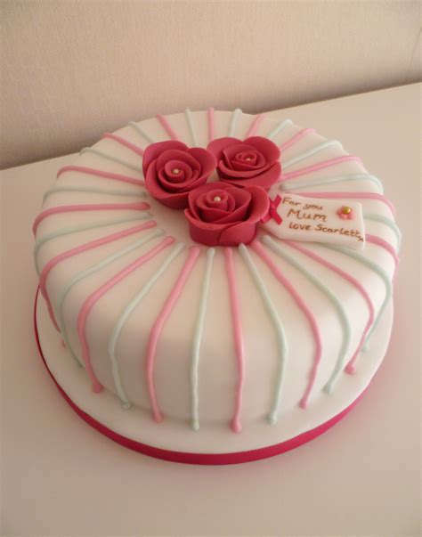 Elegant Mothers Day Cake With Pink Sugarpaste Roses And Personalised