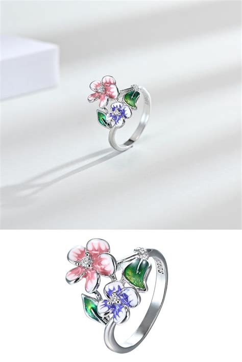 Panda Hall Schmuck Design Messing Sapphire Ring Floral Rings Studs