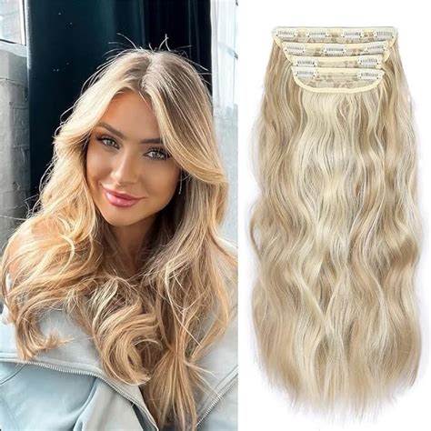 Amazon Blonde Hair Extensions Clip Ins Pcs Curly Clip In Hair