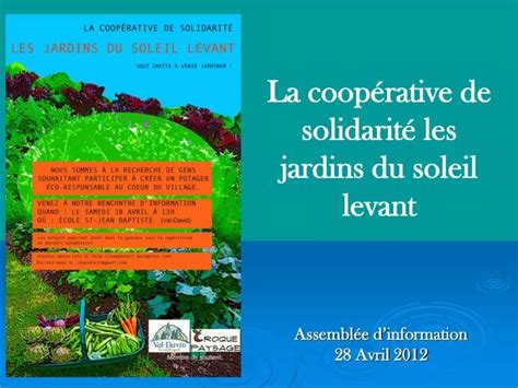 Ppt La Coop Rative De Solidarit Les Jardins Du Soleil Levant