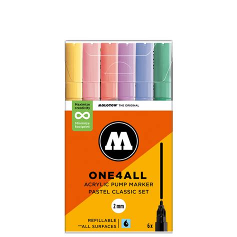 Molotow One4All 127HS Pastel Classic Set 2mm Round Tip 6 Markers