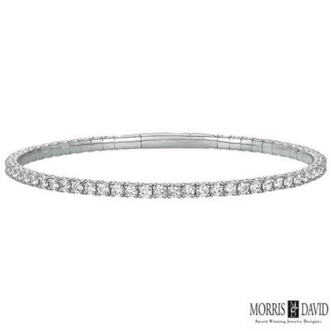 5 00 Carat Natural Diamond Flexible Bangle Bracelet G H Si 14k White