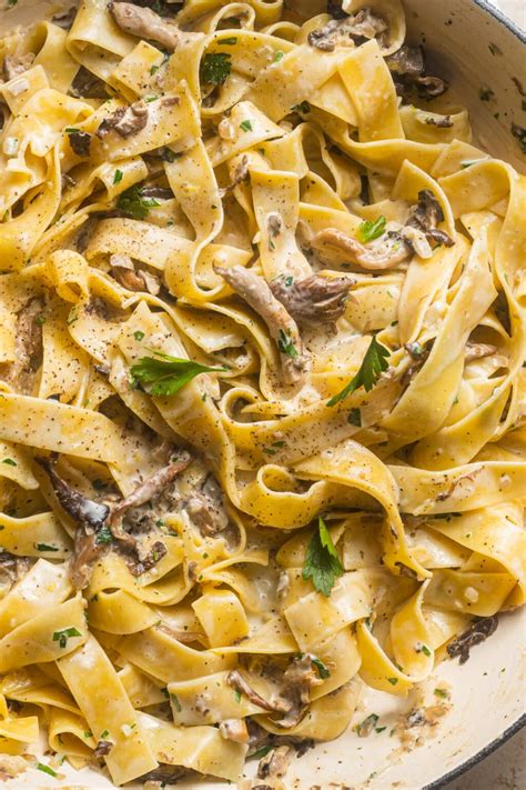 Mushroom Pappardelle Pasta In Creamy Garlic Sauce Home Cooking Collective