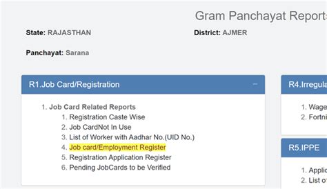 NREGA Rajasthan - Job Card List, Registration and Download