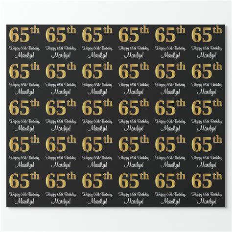 65th Birthday Elegant Luxurious Faux Gold Look Wrapping Paper Zazzle