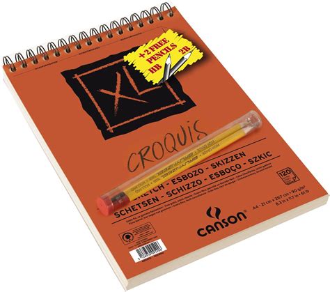 Canson XL Croquis Cuaderno Para Esbozos 120 Hojas 90 G Grano Fino