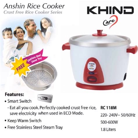 Khind 1 8L Anshin Stainless Steel Rice Cooker RC118M 2 8L RC128M 1 0L