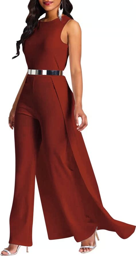 Verwin Patchwork Overlay Embellished Plain Womens Jumpsuit High Waist