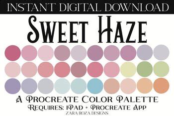 Sweet Haze Procreate Color Palette 30 Swatches By Zara Roza TPT