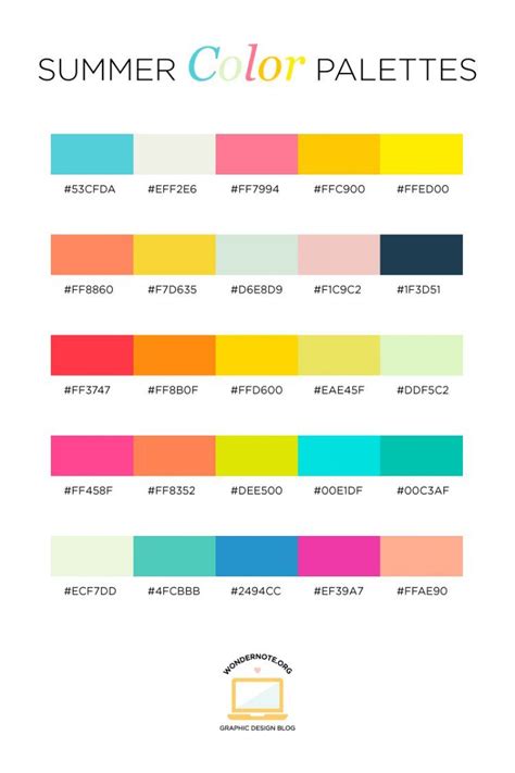 Color Palettes For Web Digital Blog And Graphic Design With Hexadecimal