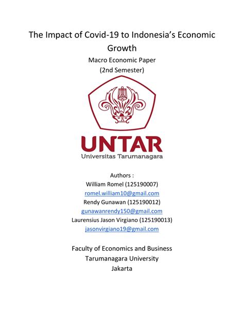 (PDF) The Impact of Covid-19 to Indonesia Economic Growth