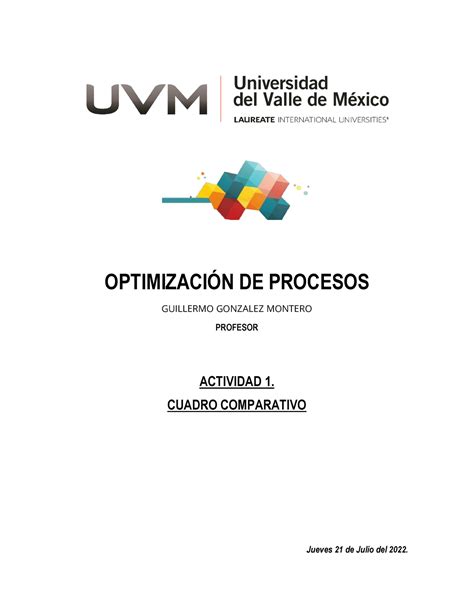 A Opt Actividad Optimizacin De Procesos Guillermo Gonzalez