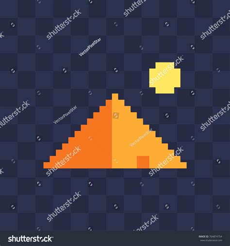 Egyptian Pyramid Pixel Art Icon Flat Vetor Stock Livre De Direitos