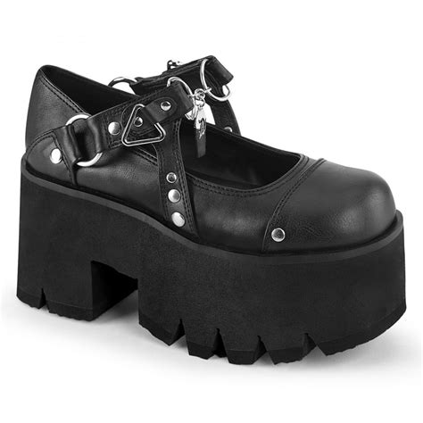 Gothic Womens Shoes Ashes Chunky Heel Platform Mary Jane Shoe