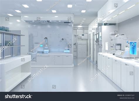 3d Rendering White Futuristic Laboratory Interior Stock Illustration ...