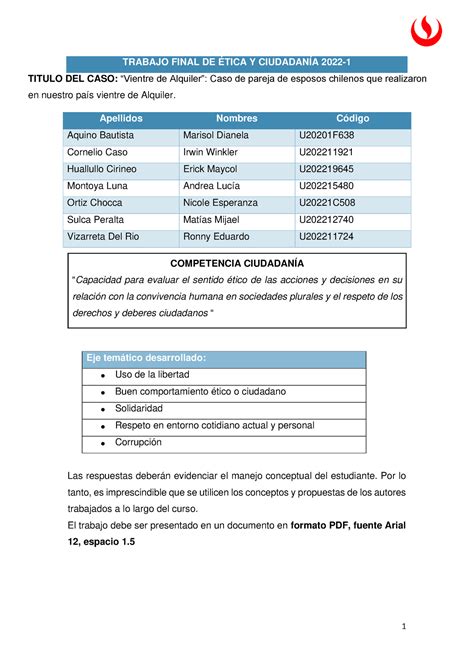 Trabajo Final Grupo Trabajo Final De Tica Y Ciudadan A