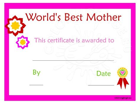 Free Printable Mother's Day Certificate Templates - Printable Word Searches