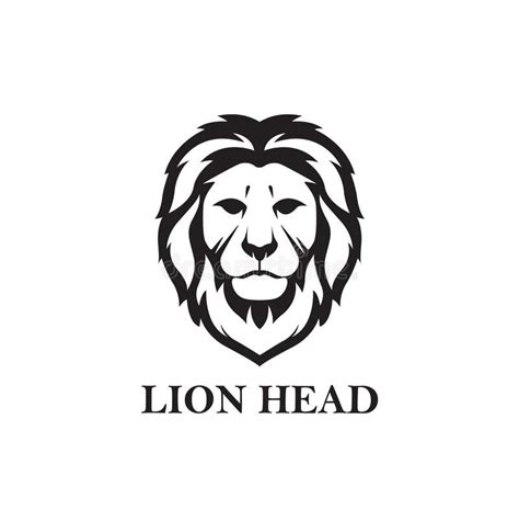 Lion Head Black And White Vetor Logo Design Ilustração Animais