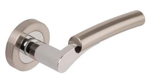 Ultimo Lever Door Handle on Round Concealed Rose Satin Nickel Polished ...