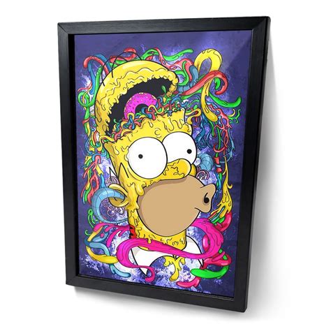 Quadro Homer Simpson Donuts Moldura E Vidro 44x34 Cm MadeiraMadeira