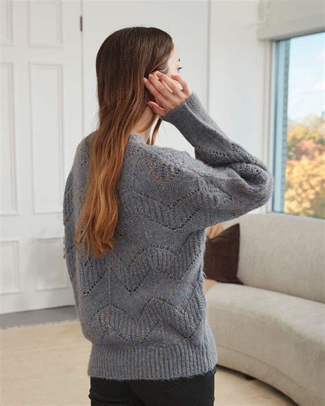 Crew Neck Sweater With All Over Pointelle Stitches RW CO