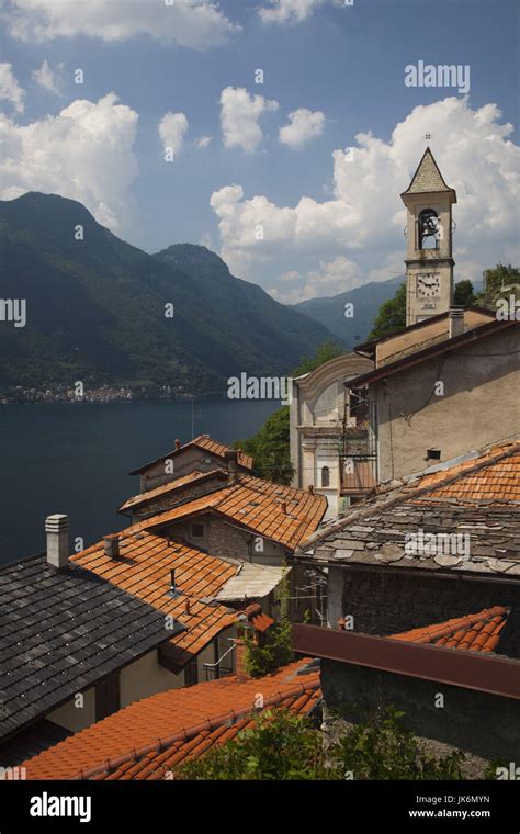 Italy, Lombardy, Lakes Region, Lake Como, Nesso, town church Stock ...