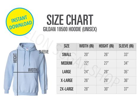 Gildan 18500 Size Chart Mockup Heavy Blend Hoodie Sizing Hoodie Size Chart Gildan Size Chart