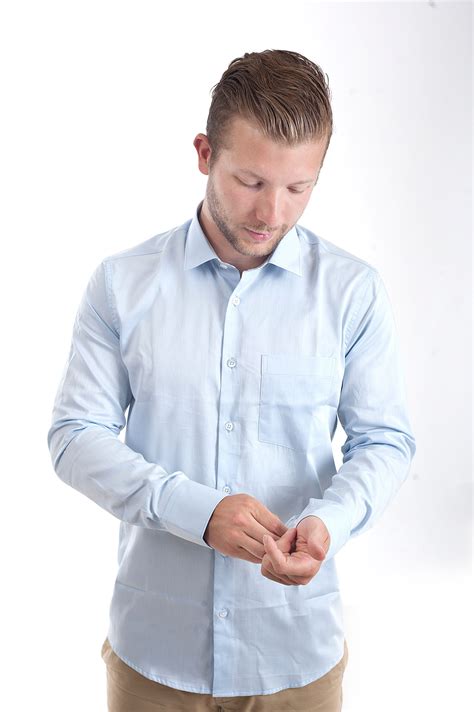 Light Blue Men Button Up Shirt We Made This Long Sleeve Shirt From