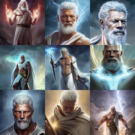 Zeus Stephen Lang White Tunic Lightning Storm Stable Diffusion