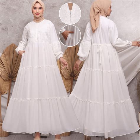 Jual KKUM OFFICIAL Gamis Putih JUMBO Baju Lebaran Umroh Haji Busana