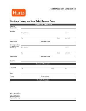 Fillable Online Hurricane Harvey And Irma Relief Request Form Fax Email