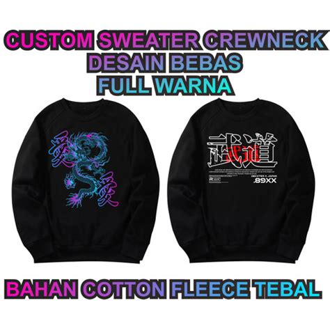 Jual Custom Sablon Sweater Basic Crewneck Premium Sablon Satuan Full