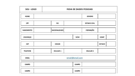 Ficha De Cadastro De Clientes Modelo De Formul Rio Verloop Io