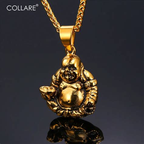 Collare Buddha Necklaces Pendants Stainless Steel Gold Color