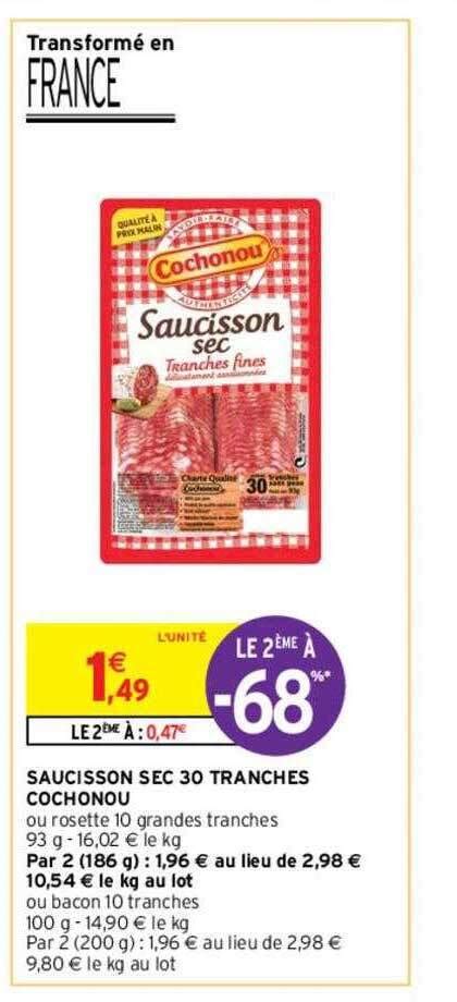 Promo Saucisson Sec Tranches Cochonou Chez Intermarch Hyper