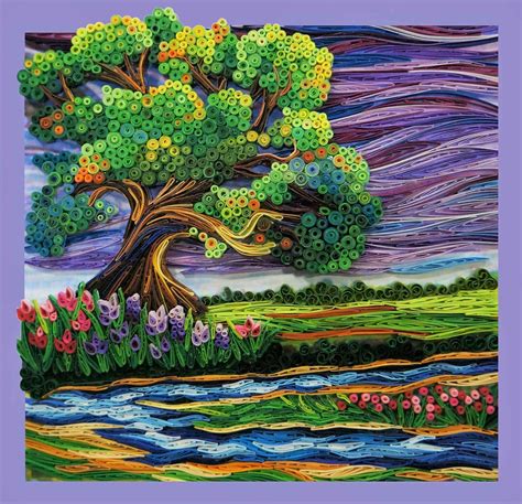 Beautiful Very Detailed Quilled Landscape Pity The Artists Name Is