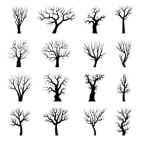 Forest Tree Silhouette Vector Art PNG, Tree Silhouettes Wood Autumn ...