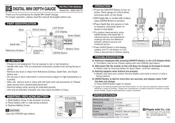 Niigata Seiki DIGITAL MINI DEPTH GAUGE DMD 25STG User Manual Manualzz