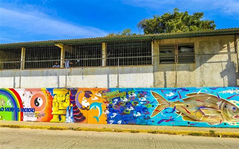 Puerto Escondido Oaxaca Mexique Mur Avec Graffiti Art Dessins