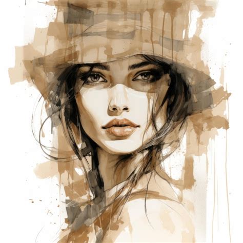 Premium Photo Fashion Illustration Hand Drawn Female Portrait