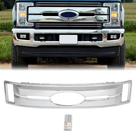 Kojem Chrome 4PC Hood Overlay Grille Grill Cover Trim For 17 18 19 Ford