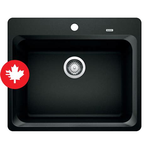 Évier de cuisine, Vision, 1 cuve, 1 trou, Silgranit, noir charbon, 25