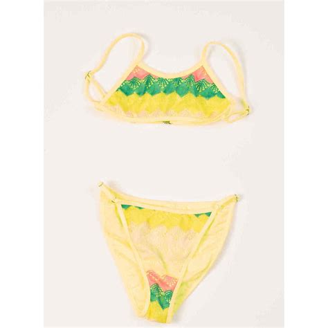 F K Costume Bikini Per Bambine Giallo Abbigliamento Costume