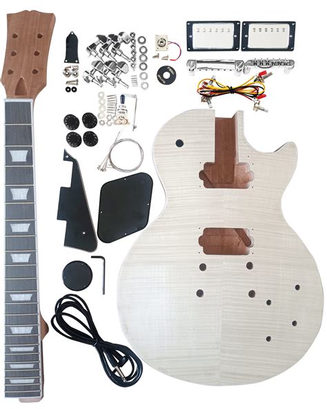 Buy Hengyee Diy Electric Guitar Kit Les Paul Style Beginner Kits 6 String With Flamed Maple