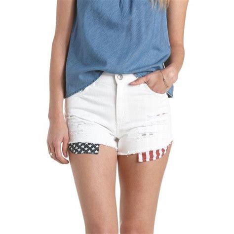 Charlotte Russe White Refuge Vintage Cheeky Americana Denim Shorts By