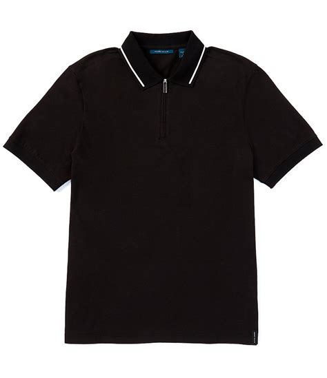 Perry Ellis Ottoman Quarter Zip Short Sleeve Polo Shirt Dillards